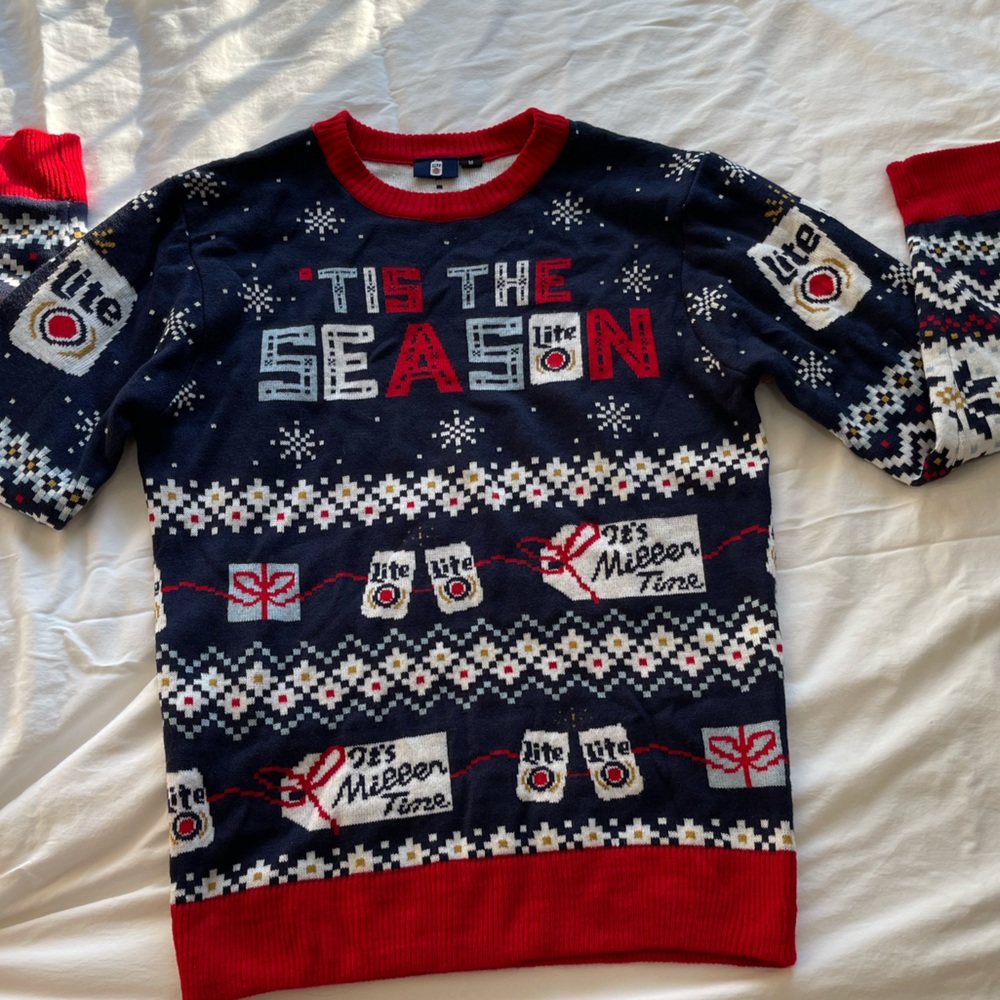 Miller lite Beer  Christmas sweater size medium ugly sweater Christmas party